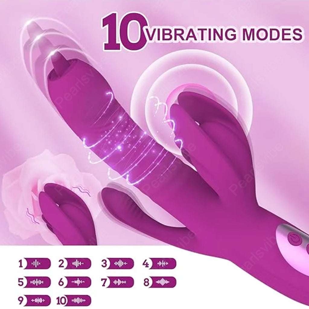 Trident 4-in-1 Heating Telescopic Swinging Tongue-licking Vibrator