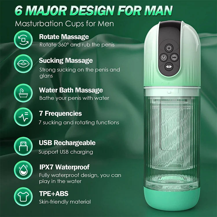 Automatic Male Masturbator With Tongue Licking, 7 Rotating And Sucking