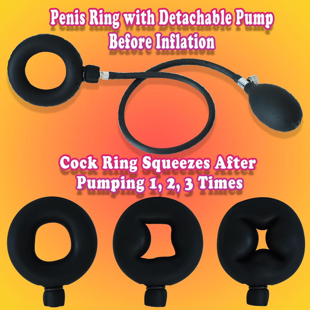 Inflate Bird Rings Ball Air Lock Penis Rings Chastity Cage