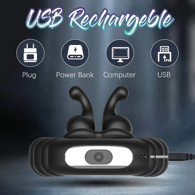 10 Frequency Vbration Longer Harder Vibrating Dual Penis Ring Dildo Stretchy Cock Ring