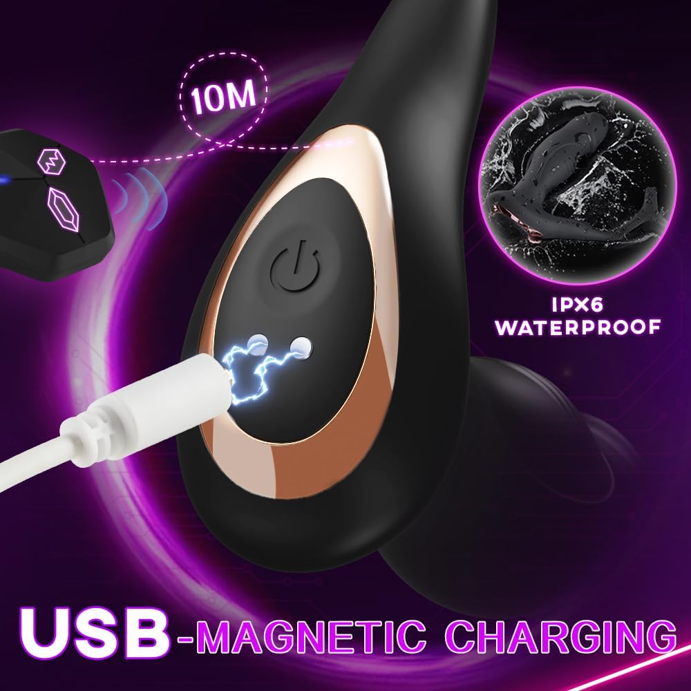 Prostate Massager Anal Toys with Penis Ring 9 Swing Rolling Vibrating Modes Male Sex Toys Anal Vibrator for Men Male Adult Sex Toy for Men Vibrating Anal Butt Plug