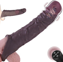 Load image into Gallery viewer, 10 Vibration Silicone Vibrating Penis Extender with Ball Stretcher