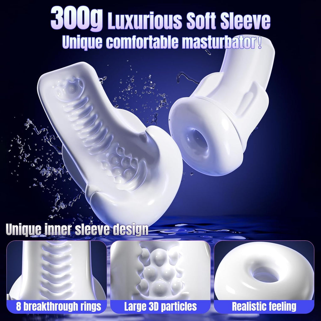 Male Masturbator Sex Toys for Men, Deluxe 6In1 Accelerate Boost Thrusting Sucking Vibrating 9 * 6 * 3 Modes 300g Sleeve Strong Suction Cup Sex Toys for Man Blowjob Adult Toys Mens Doll Stroker