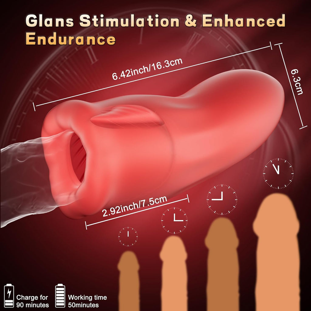Male Masturbator Sex Toys - Mastuaber Adult Toy for Men Mouth-Wrapped Blowjob Massage Mastuabors with 9 Modes Tongue Licking Vibrating & 3 Suction Modes, Mens Penis Stroker Hands Free Automatic Cup