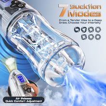 Load image into Gallery viewer, Automatic Male Masturbator Male Sex Toy, Penis Stroker with 10 Vibrating &amp; 7 Sucking &amp; Sexy Moaning &amp; Full Transparent Design, Pocket Pussy Stroker with 3D Textured Adult Sex Toys for Men Masturbation