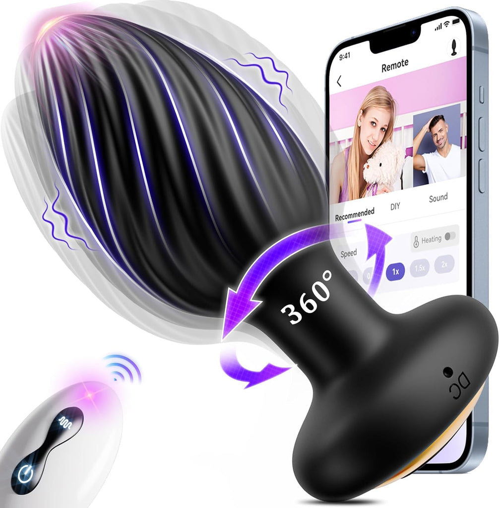 Anal Vibrators Sex Toys, Anal Toys Anal Plug with 7 Rotation & 7 Vibration, Adult Toys Remote Control Vibrator Sex Toys4couples Men & Women Thrusting