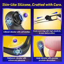 Load image into Gallery viewer, Vibrating Cock Ring Super Couples Sex Toys, Double Penis Ring Stimulate Erection, Male Sex Toy with 10x10 Vibration Modes, SAMCHEON Adult Toys for Perineum Prostate Massage Anal Clitorise Stimulator