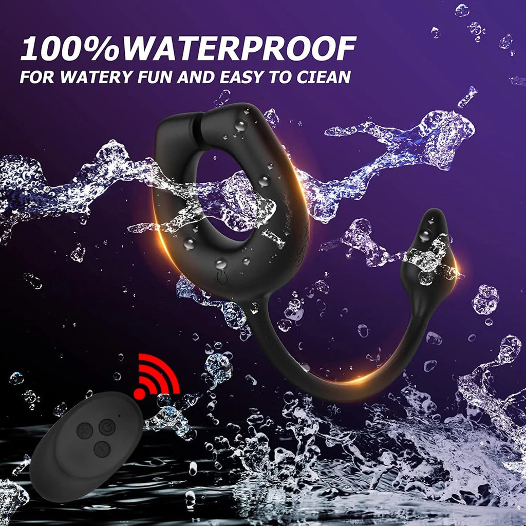 Vibrating Cock Ring with Anal Plug, Penis Ring Vibrator Magnet Adsorption Design, 10 Vibration Modes Adult Sex Toys for Men Coup