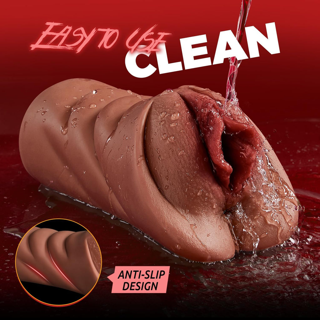 Realistic Pocket Pussy Male Masturbator, Thick Labia Pussy Masturbators Sex Toy with 5D Deep Vagina and Tight Anus, Lifelike Blowjob Male Stroker Adult Sex Toys for Men Masturbation