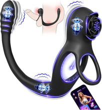 Load image into Gallery viewer, Vibrating Cock Ring Super Couples Sex Toys, Double Penis Ring Stimulate Erection, Male Sex Toy with 10x10 Vibration Modes, SAMCHEON Adult Toys for Perineum Prostate Massage Anal Clitorise Stimulator