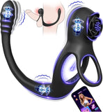 Vibrating Cock Ring Super Couples Sex Toys, Double Penis Ring Stimulate Erection, Male Sex Toy with 10x10 Vibration Modes, SAMCHEON Adult Toys for Perineum Prostate Massage Anal Clitorise Stimulator