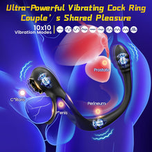 Load image into Gallery viewer, Vibrating Cock Ring Super Couples Sex Toys, Double Penis Ring Stimulate Erection, Male Sex Toy with 10x10 Vibration Modes, SAMCHEON Adult Toys for Perineum Prostate Massage Anal Clitorise Stimulator