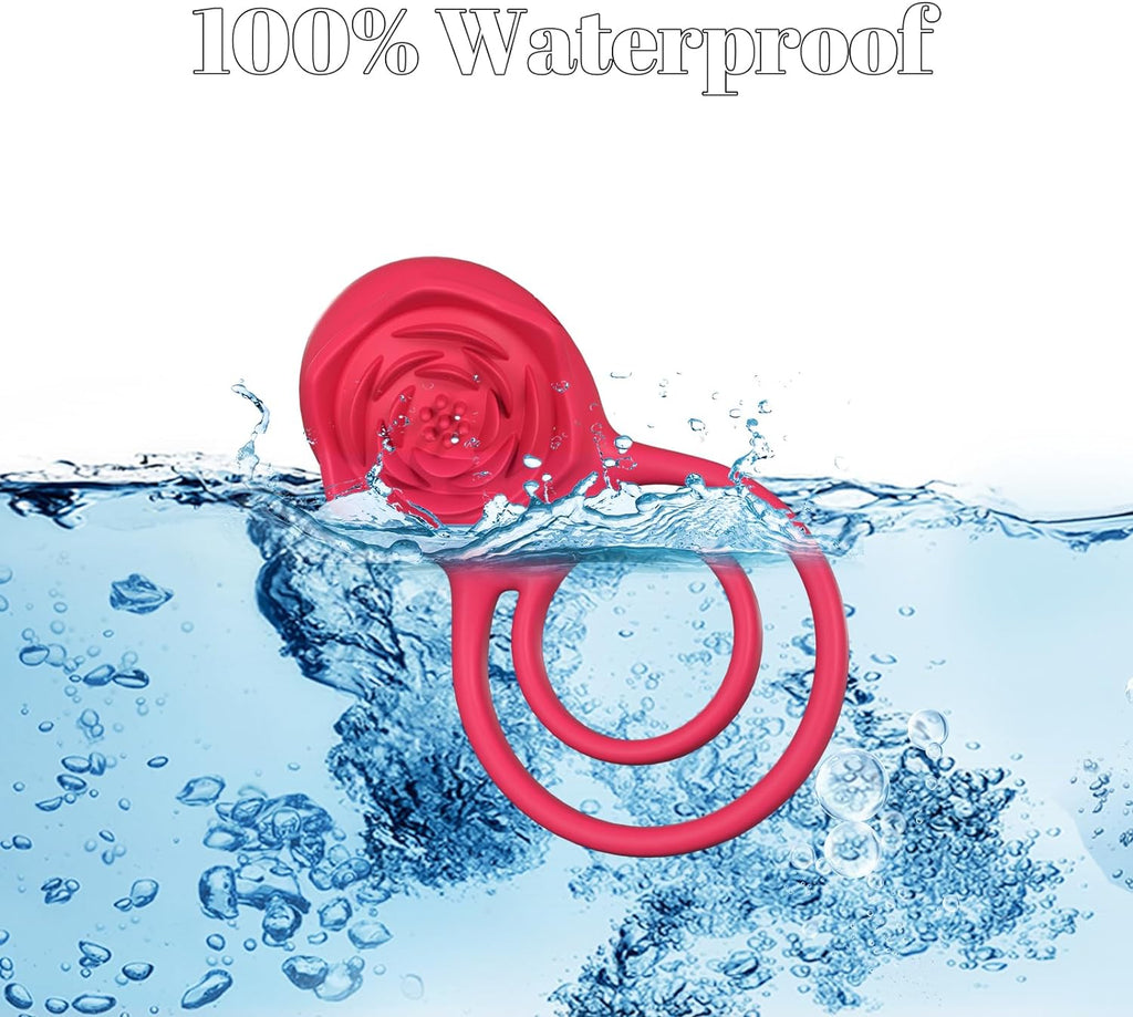 7x Vibrating Cock Ring with Rose Clitoral Stimulator
