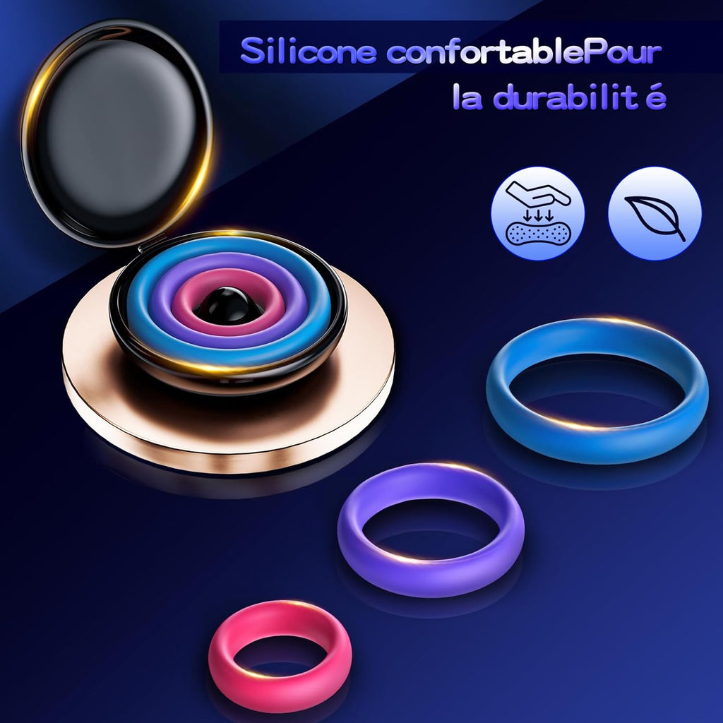 Reusable Silicone Penis Ring - Candy Colours 3 Different Sizes Penis Pump Sex Toys for Couples