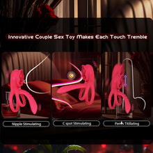 Load image into Gallery viewer, Rechargeable 7 Vibrating Male Couples Sex Toys, Vibrating Penis Ring with Rose Clitoral Stimulator, Couples Sex Toys with G Spot Clitoral Vibrator