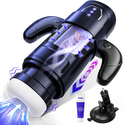 Male Masturbator Sex Toys for Men, Deluxe 6In1 Accelerate Boost Thrusting Sucking Vibrating 9 * 6 * 3 Modes 300g Sleeve Strong Suction Cup Sex Toys for Man Blowjob Adult Toys Mens Doll Stroker