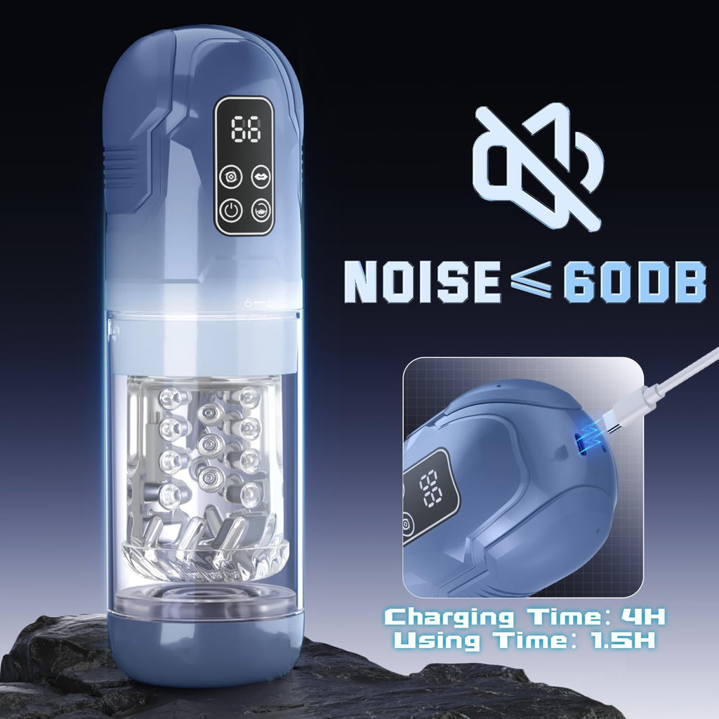 Penis Pump Realistic Electric Stroker with 7 Sucking Vibrating Thrusting Rotating Licking