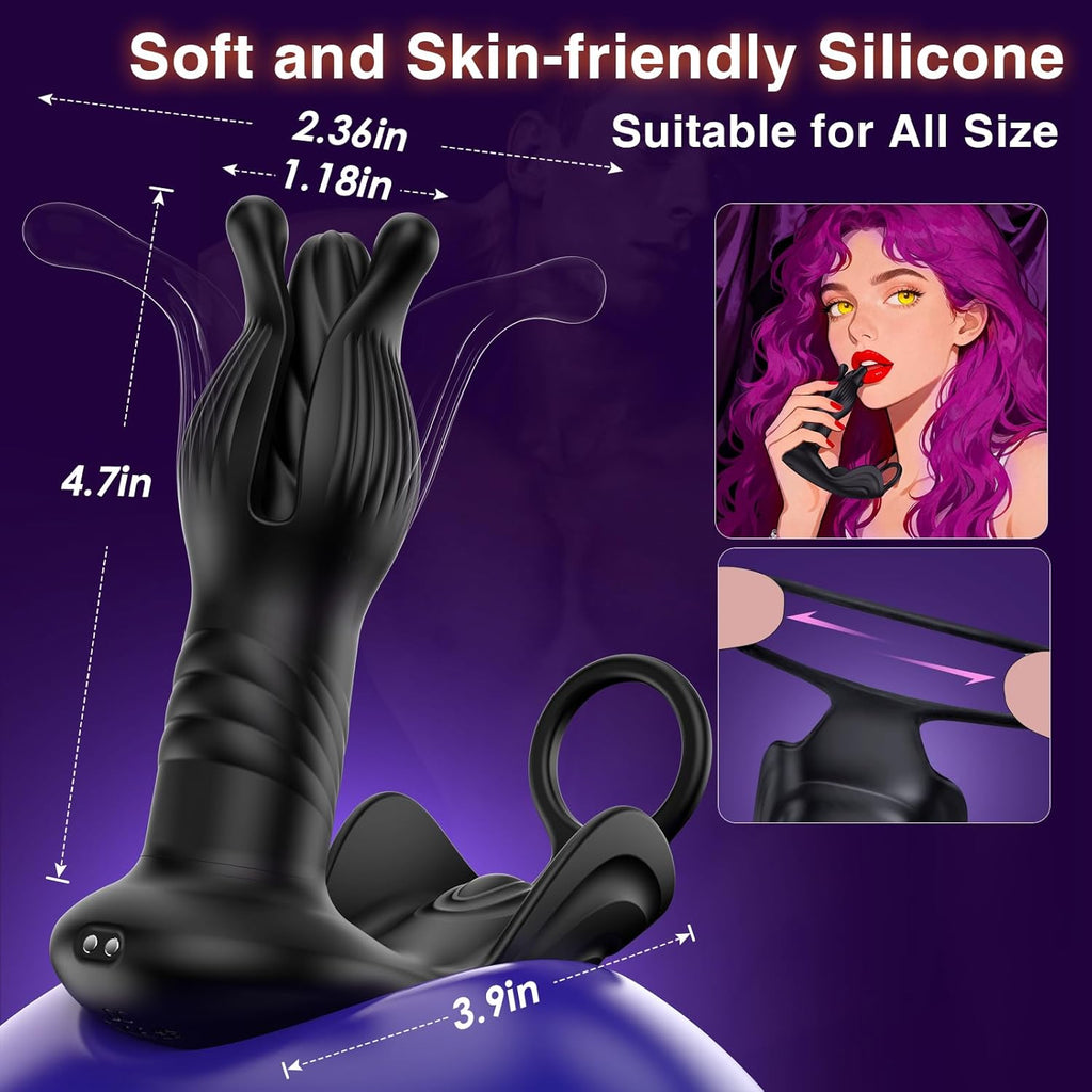 Prostate Massager Anal Toys, BEISAR Butt Plug Male Sex Toys for Men Sex Toy Anal Plug Adult Toys with 9 Tension Shock Flapping Thrusting Vibrating Cock Ring Anal Vibrator Dildo for Men S&M Paddles