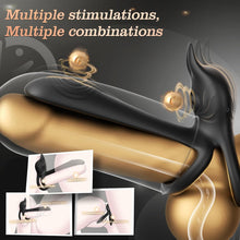 Load image into Gallery viewer, Vibrating Cock Ring, 3 in 1 Sex Toy Cockringvirbator with 10 Vibration Modes Dual Penis Ring Erection Adult Toys, Sex toyscouples for Couples Silicone Male Sex Toys for Gay Mens Couples Set Cockring
