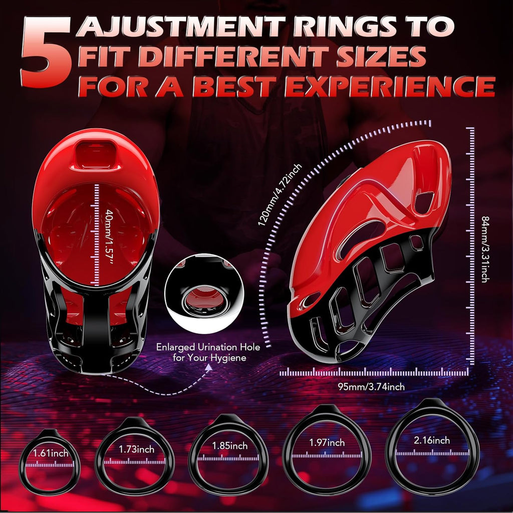 Chastity Cage Vibrator Sex Toýs for Man - Male Chastity Devices Sissy Cock Cage Sex Toyscouples for Couples with 10 Vibrations, BDSM Bondage Penis Exercise Train Adult Toy with 5 Sizes Ring 2 Keys