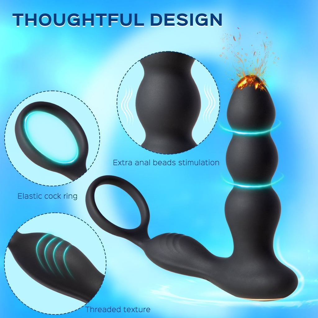 Ringer - 3 Anal Beads Prostate Massager Butt Plug with Cock Ring & Remote Control